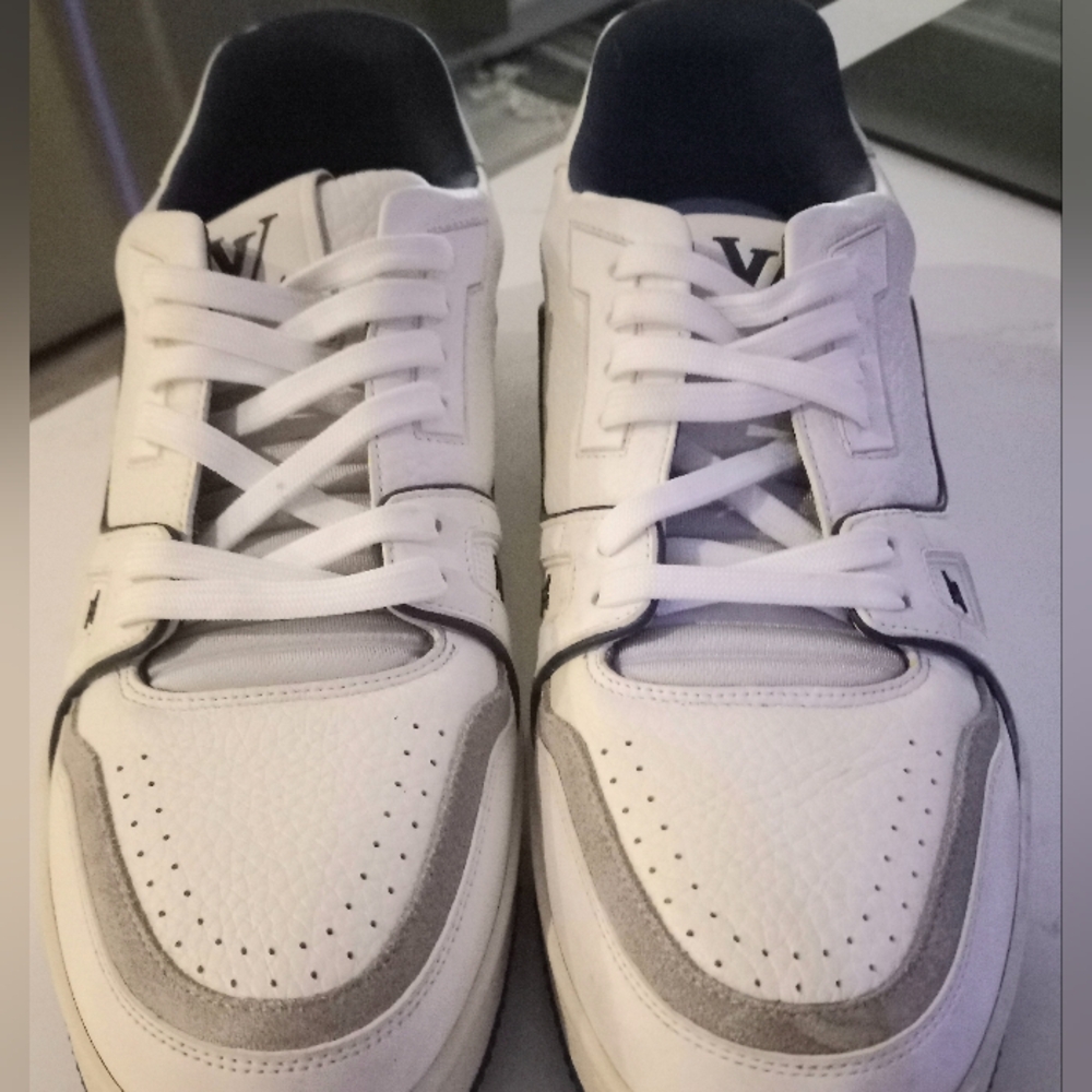 Mens Size 12 Authenticate and 100%Louis Vuitton Men's Sneakers in White and Gray